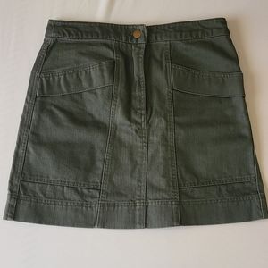 Olive Green Denim Skirt